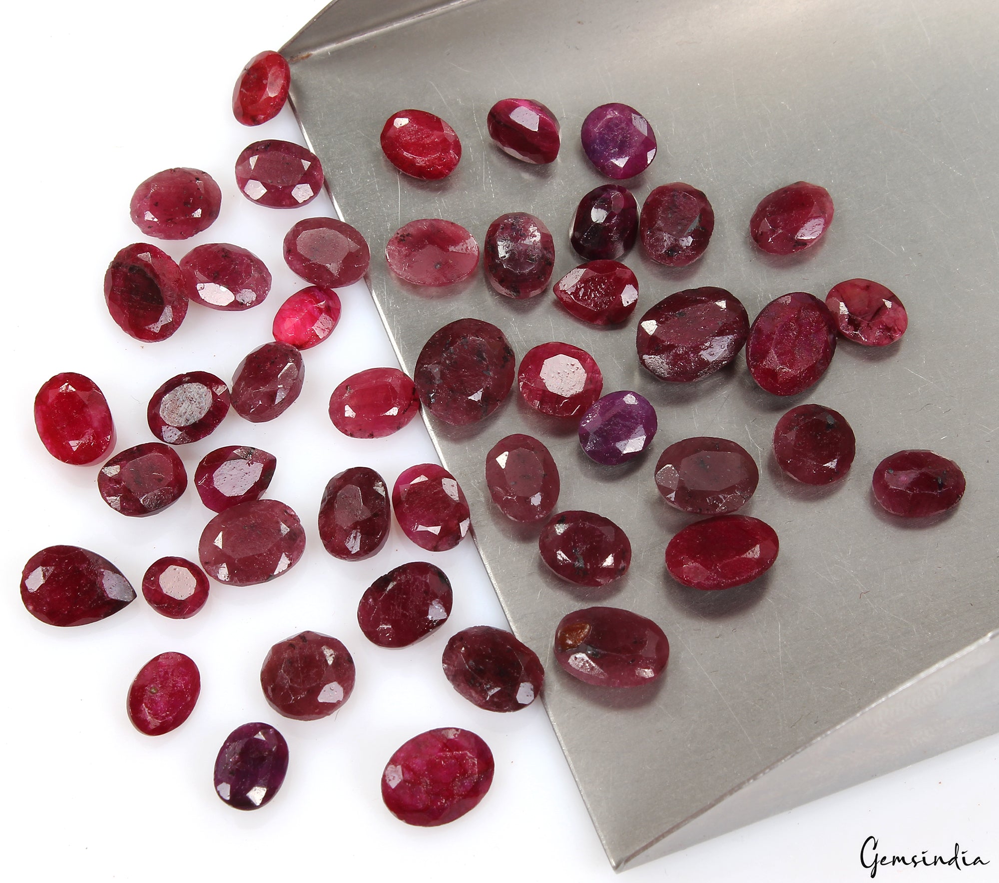105.40 Ct/46Pcs Natural Red Ruby Mixed Cut Loose Faceted 6-11mm Jewelry Gems Lot