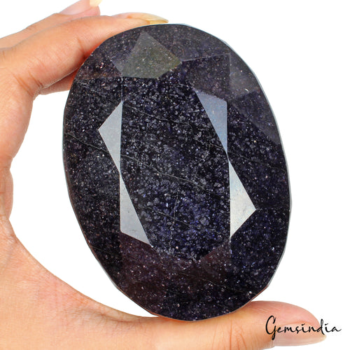 African Blue Sapphire Loose Gemstone, Color Enhanced — 88 x 64 x 44mm, 2590 Ct, Africa