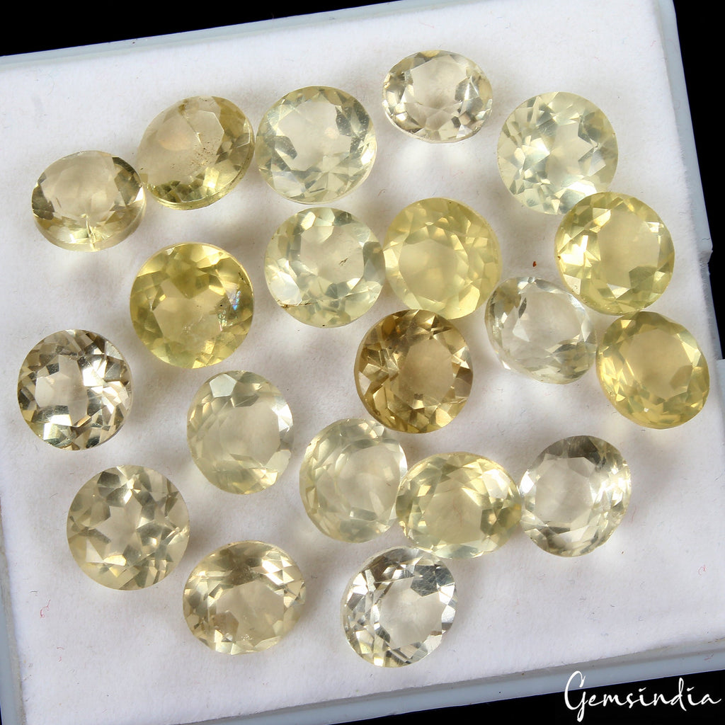 66.50 Ct Natural Lemon Citrine Quartz Round Cut 9-10mm Untreated Gemstones~20 Pc