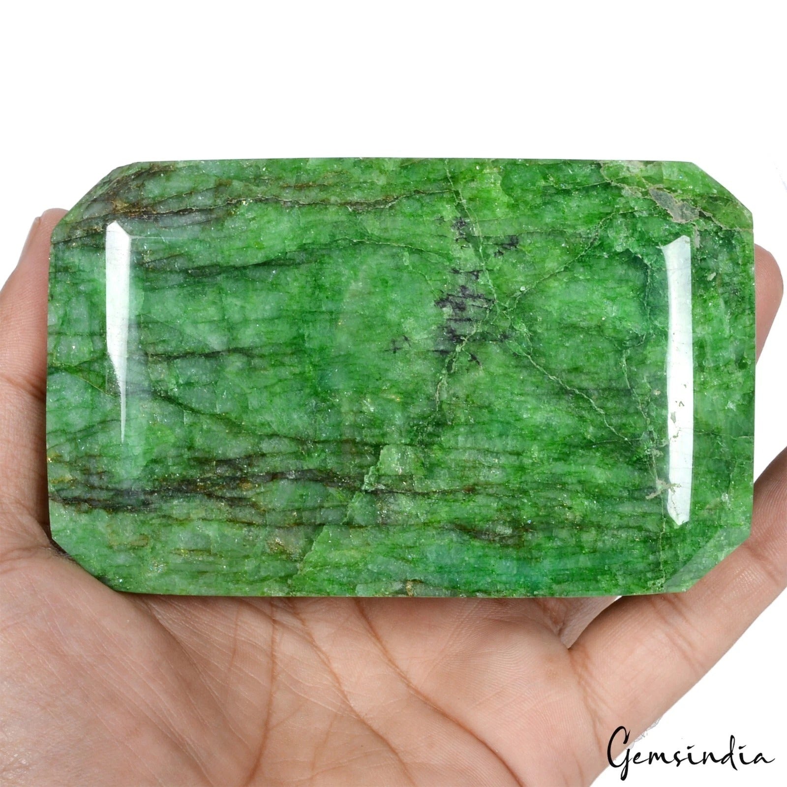 700 Gram Natural Green Emerald Octagon Cut Faceted Earth Mined Loose Gemstone