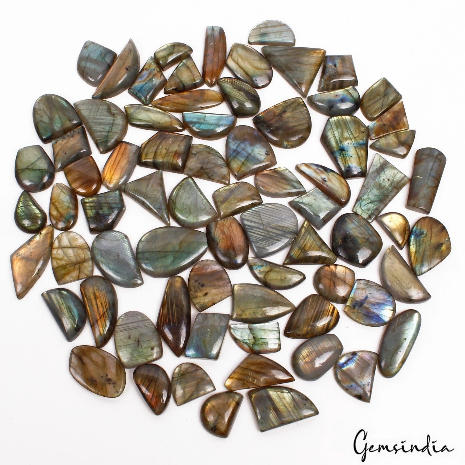 1370 Ct/72Pcs Natural Untreated Multi Chine Labradorite Fancy Cut Wholesale Gems