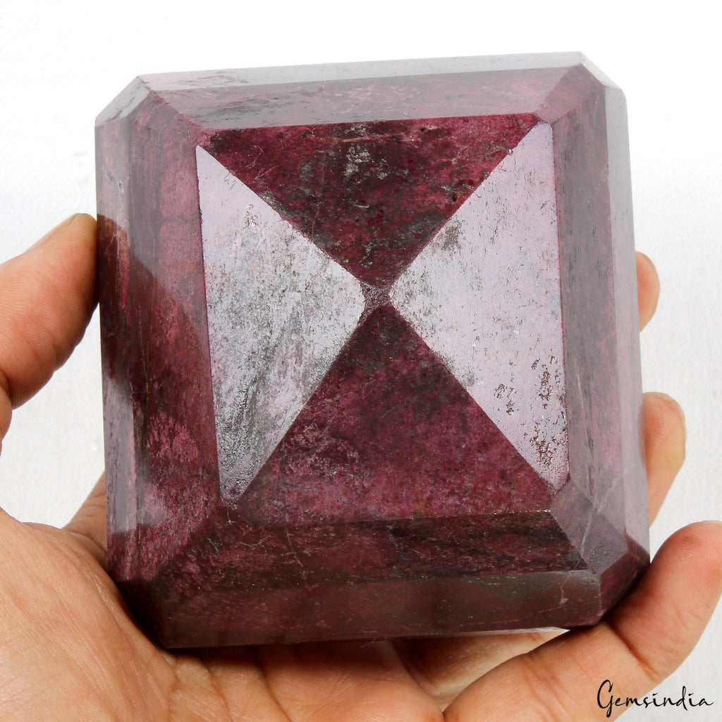 1.3 Kg Natural Untreated Dark Red Ruby Octagon Cut Loose Huge Earthmind Gemstone