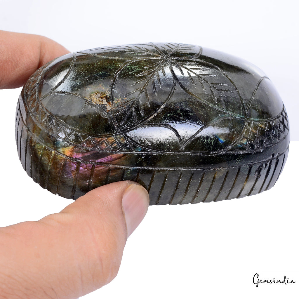 1650 Cts Natural Labradorite Carving Untreated Oval Shape Museum Size Gemstone