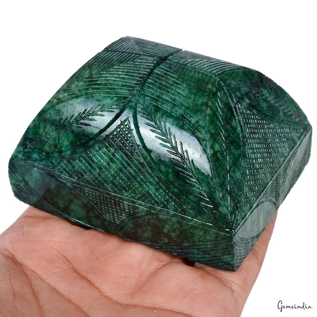 2380 Cts Natural Finest Green Emerald Rectangular Hand Carving Brazil Gemstone