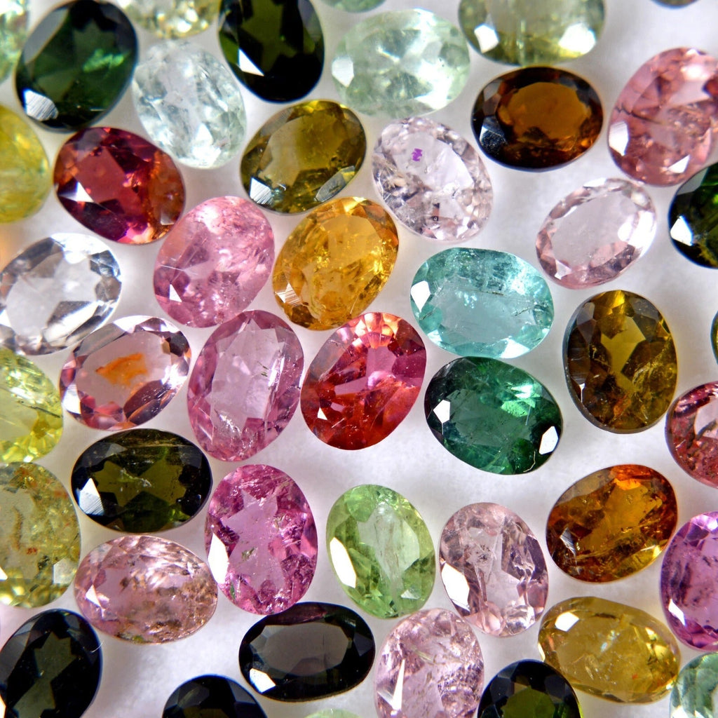 250 Pcs Natural Tourmaline Multi Color 4x3mm Oval Cut Loose Unheated Gemstones