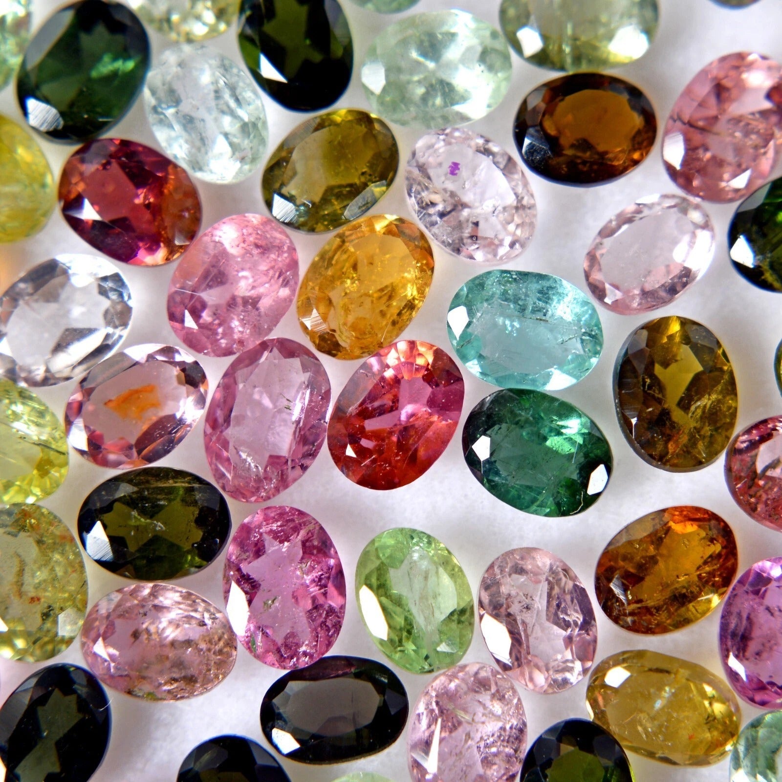 250 Pcs Natural Tourmaline Multi Color 4x3mm Oval Cut Loose Unheated Gemstones