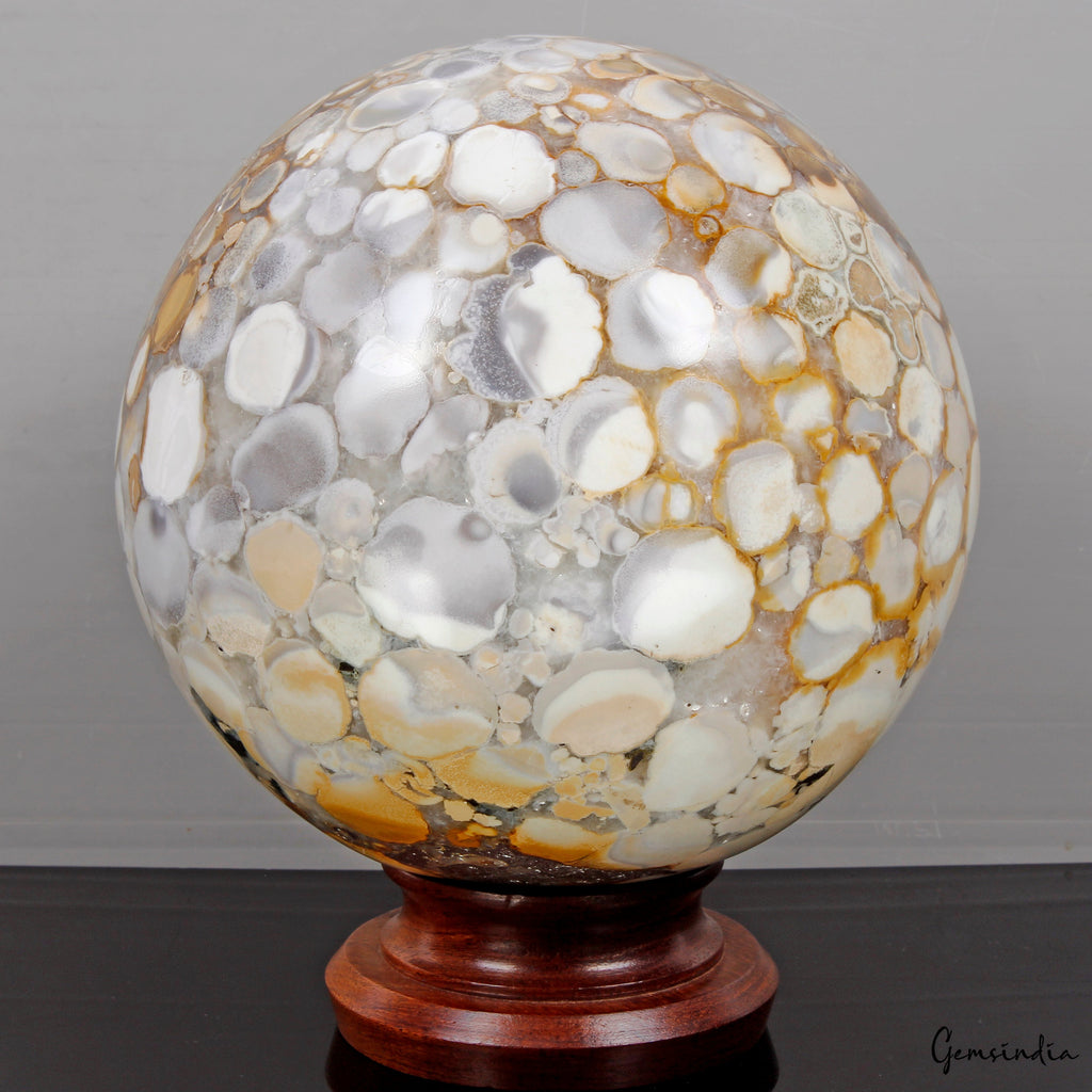 3.9 Kilo Natural Polished Bi-color Orbicular Ocean Jasper Sphere Healing Reiki