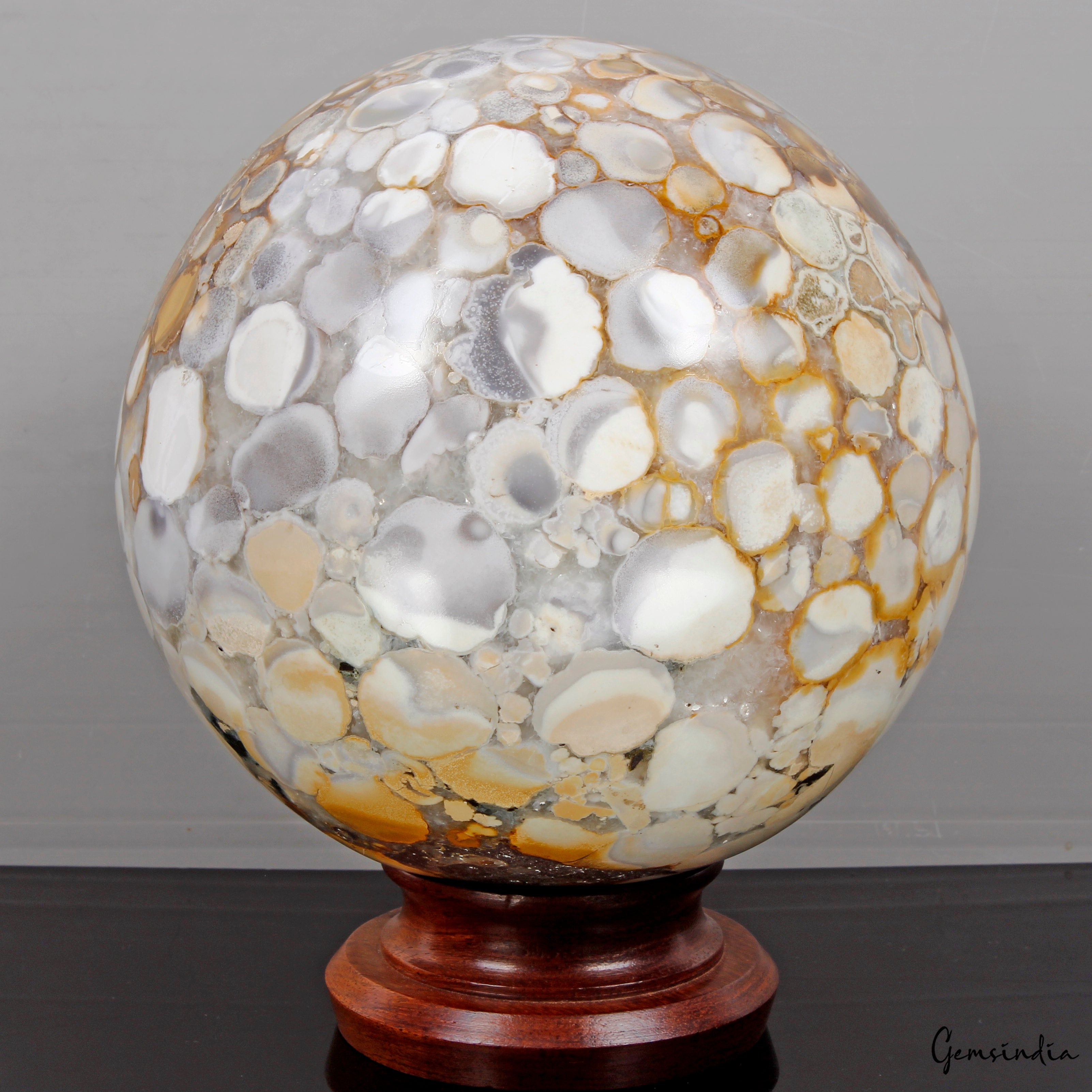 3.9 Kilo Natural Polished Bi-color Orbicular Ocean Jasper Sphere Healing Reiki