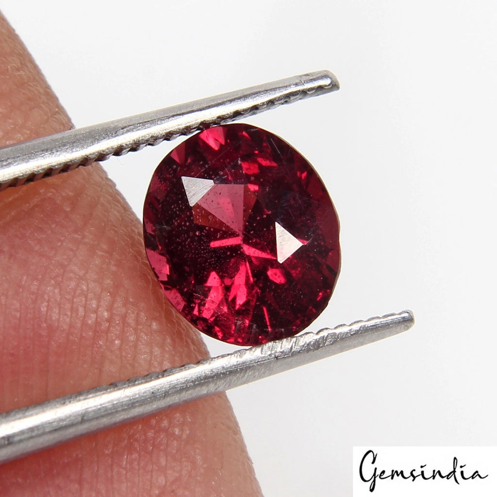 Rhodolite Garnet Loose Gemstone, Untreated, Red — 7x6x4mm, 1.75 Ct, Sri Lanka