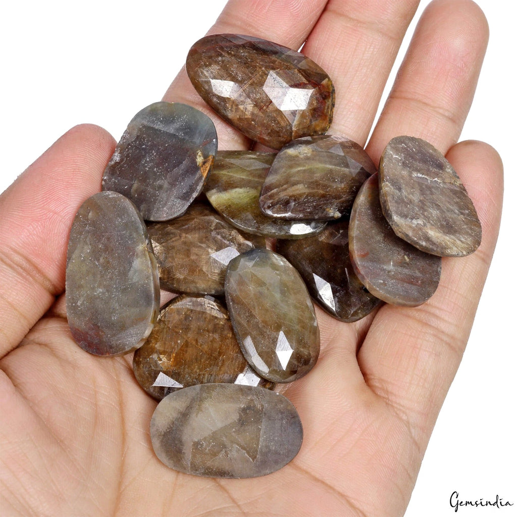 12 Pcs Natural Brown Sapphire 24-31mm Untreated Rose Checker Cut Fancy Gemstones