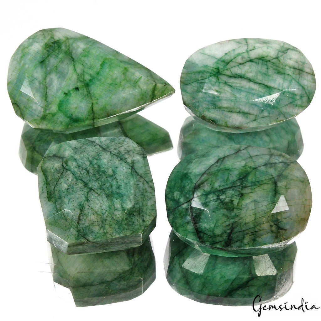 Emerald Lot, Loose Gemstone, Color Enhanced, Green — 4 Pieces, 34mm to 54mm, 1060 Ct, Brazil