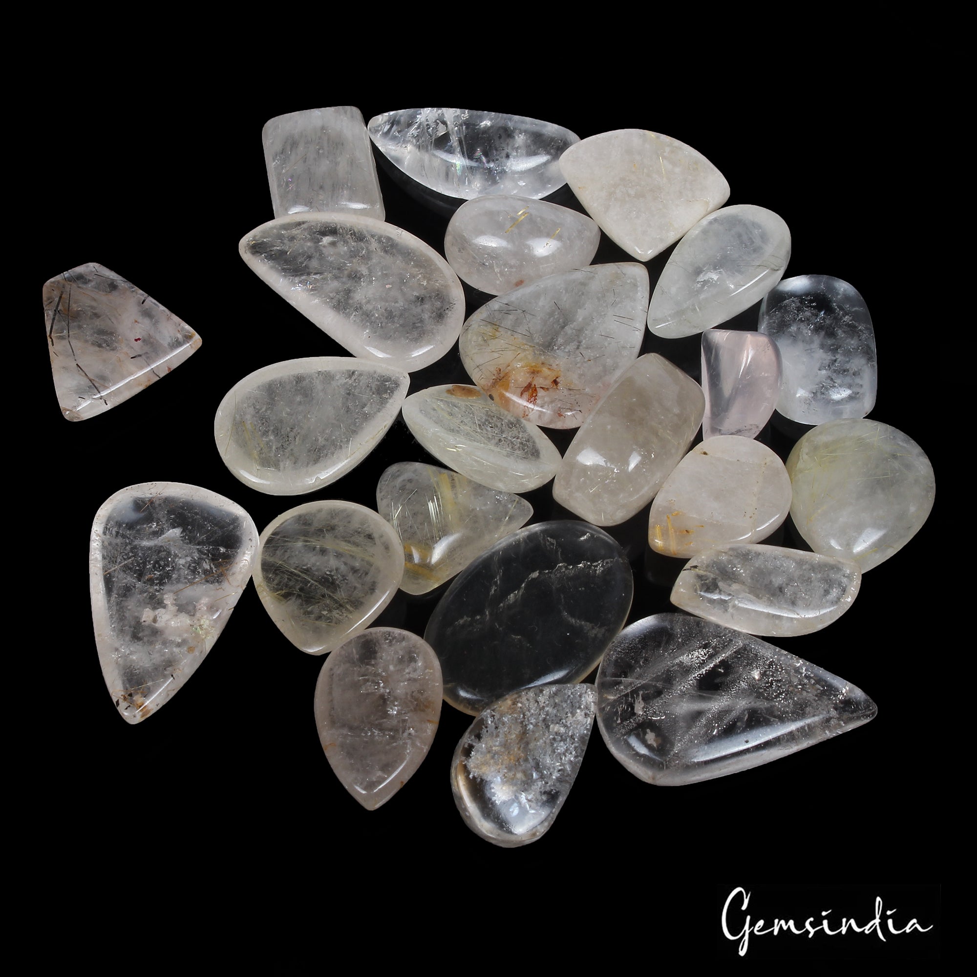 400 Ct Natural Green Rutile Quartz Golden Wire Loose Wholesale Gemstone Lot 23Pc