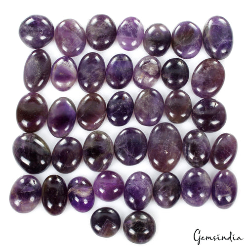 Amethyst Lot, Cabochon, Untreated, Purple — 38 Pieces, 15mm to 25mm, 600 Ct