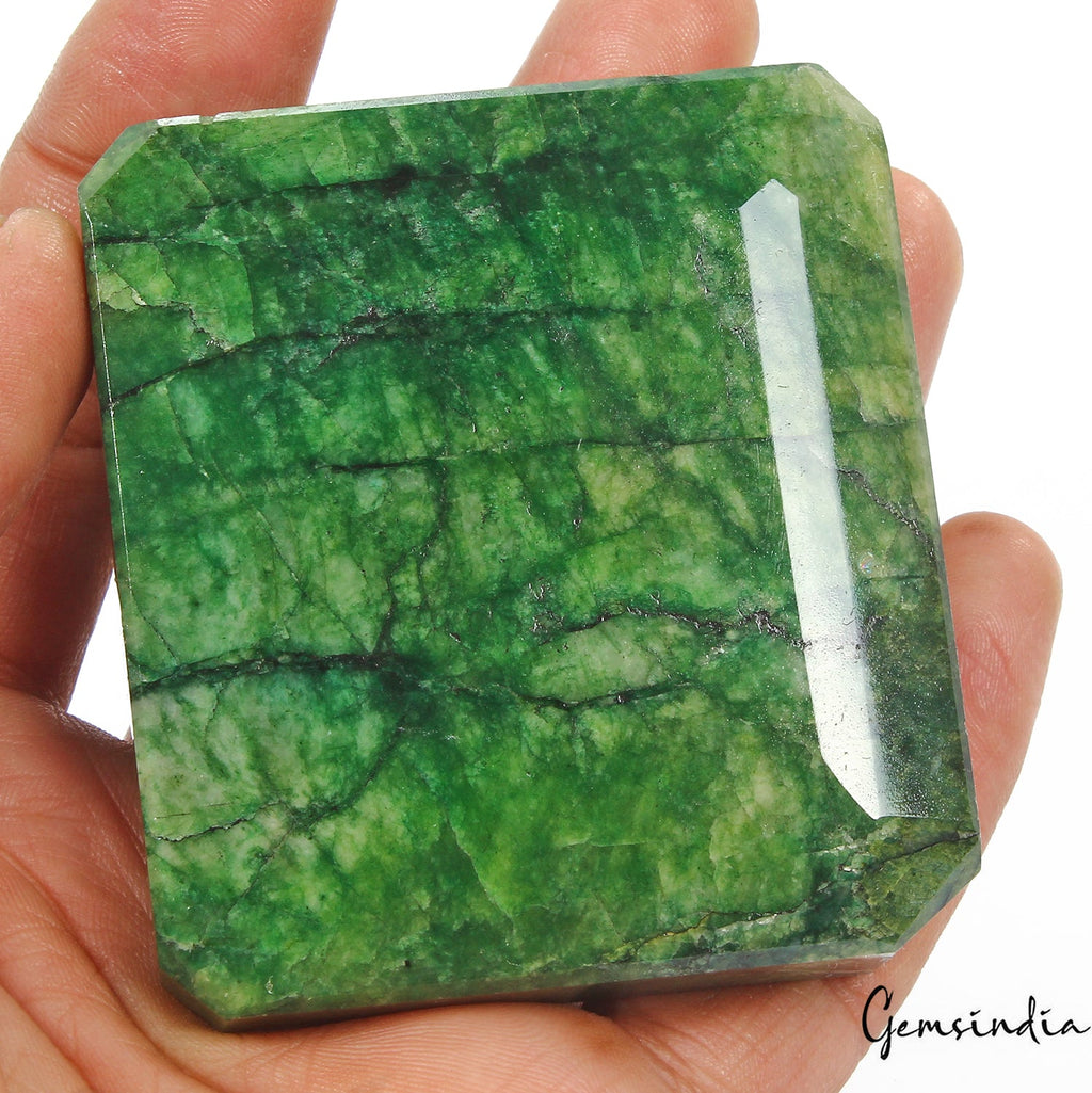 Certified 1220Ct Natural Brazilian Green Emerald Octagon Cut Huge Size Loose Gem