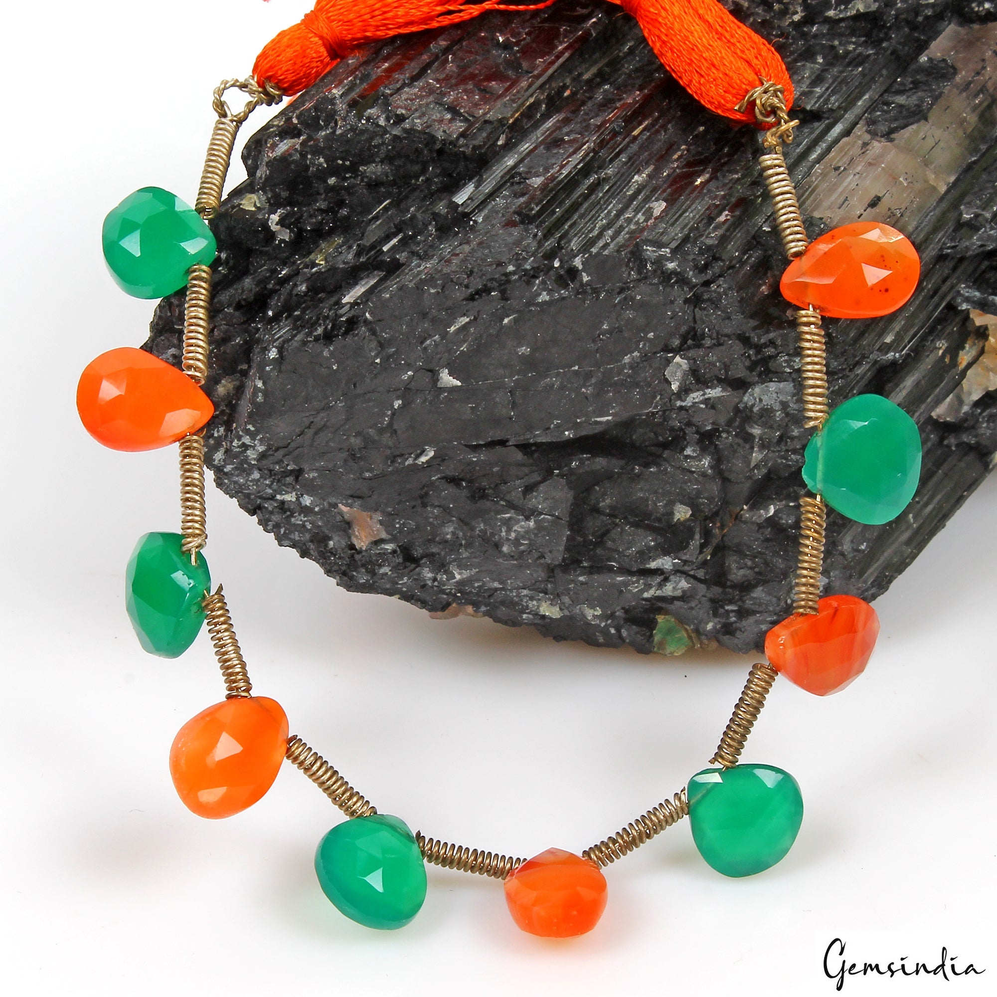 Natural Carnelian & Onyx Gemstone Teardrop Faceted Beads 10mm-12mm Strand 6 Inch