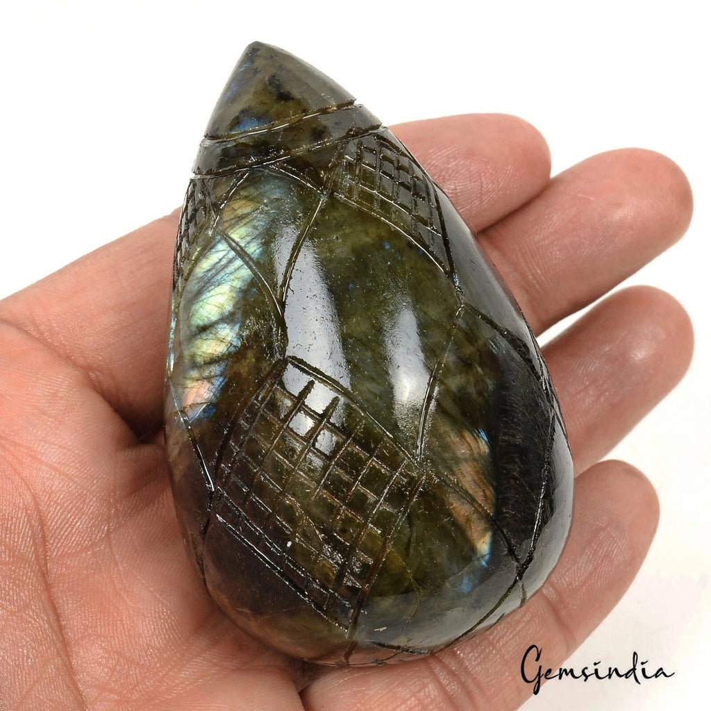 1030 Ct Natural Labradorite Pear Drop Earth Mined Huge Size Multi Shine Gemstone