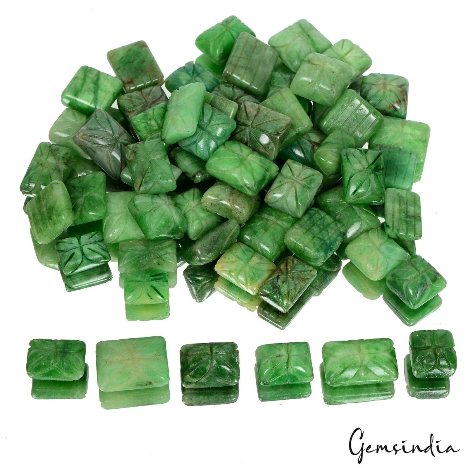 Emerald Lot, Loose Gemstone, Color Enhanced, Green — 59 Pieces, 13mm to 21mm, 1000 Ct, Brazil