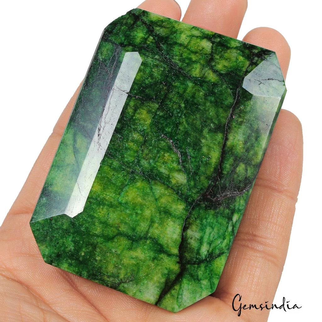 940 Ct Natural Green Brazilian Emerald Octagon Faceted Earth Mined Huge Gemstone