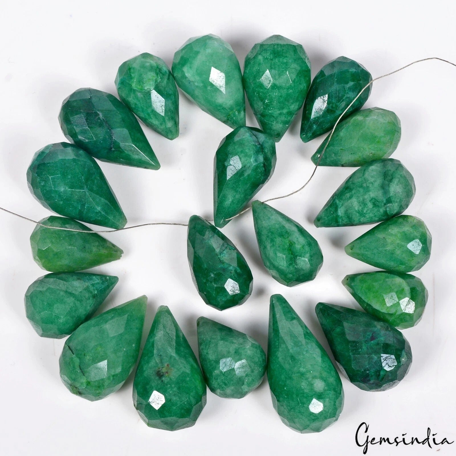 Certified 600 Ct/20 Pcs Natural Green Emerald Pear Cut Drill Briolettes Gems Lot