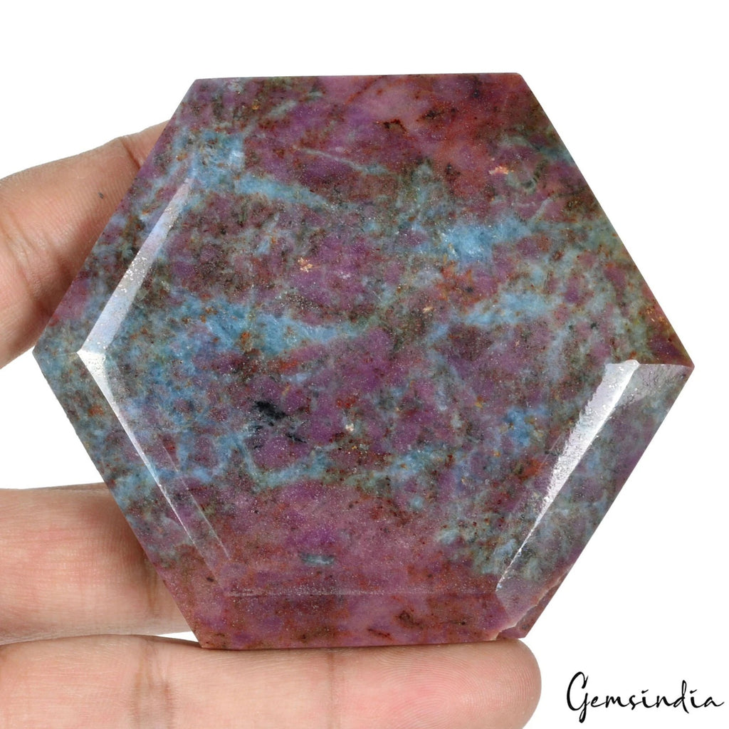 Ruby Kyanite Loose Gemstone, Hexagon Cut, Untreated — 3.3x2.8x1.5 in, 1750 Ct (0.35 Kg), Madagascar