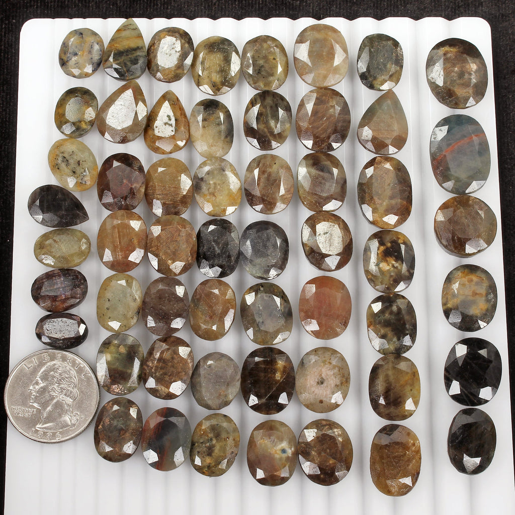 800 Cts/55 Pcs Natural Untreated Multi Color Sapphire Mixed Cut Gems For Jewelry
