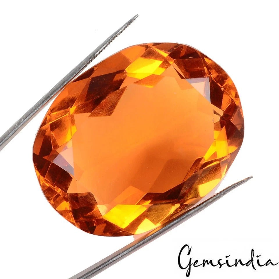 154.10 Ct Hydro Orange Tourmaline Oval Faceted Lab-Created Loose Gem For Pendant