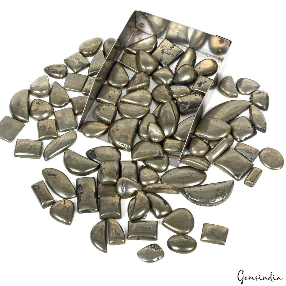 1530 Ct Natural Untreated Gold Pyrite Mix Cab Loose Gems Lot 85 Pcs For Jewelry