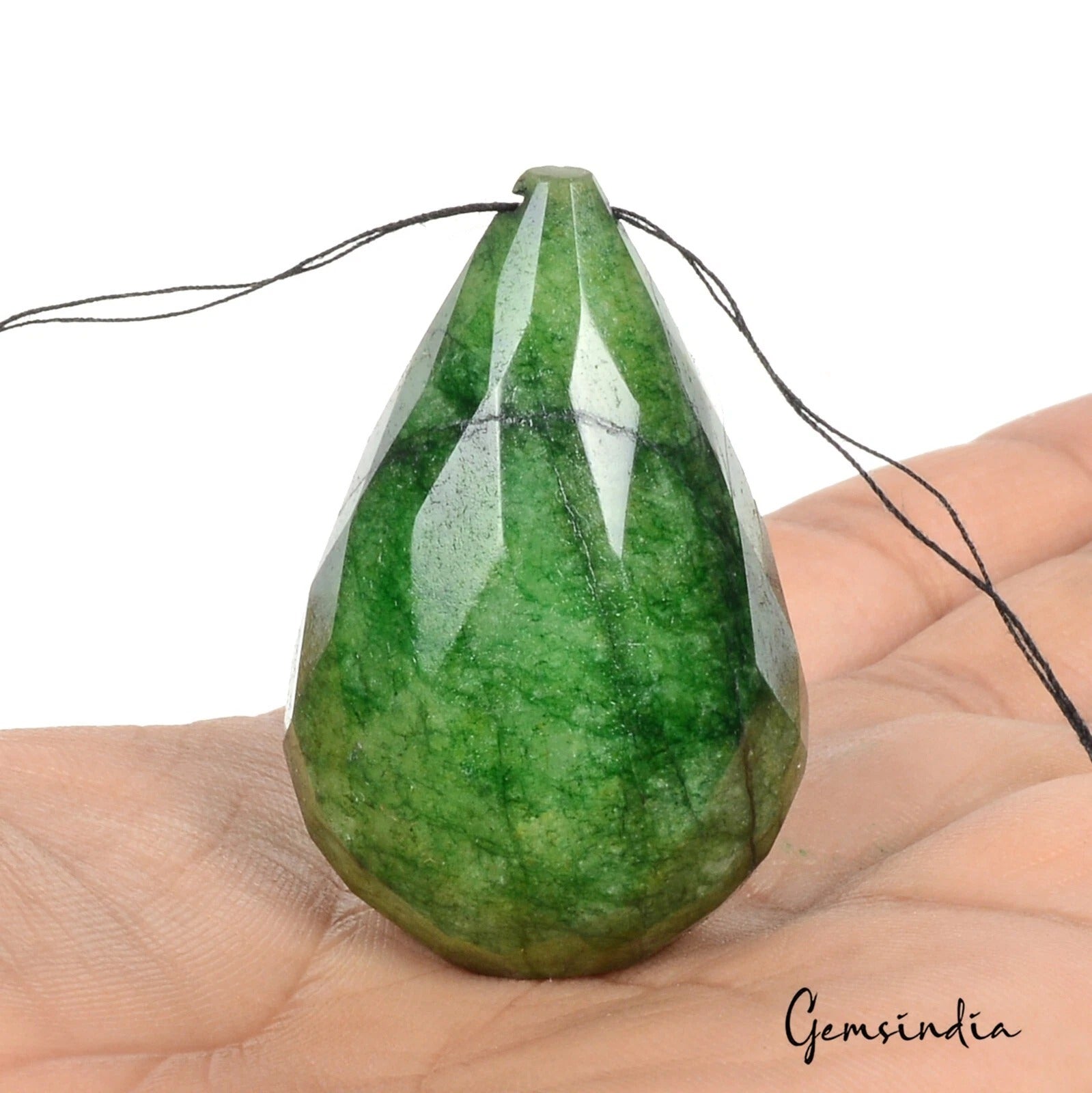 Emerald Briolette Drilled Loose Natural Gemstone 40x26mm Certified Pear 166.80Ct