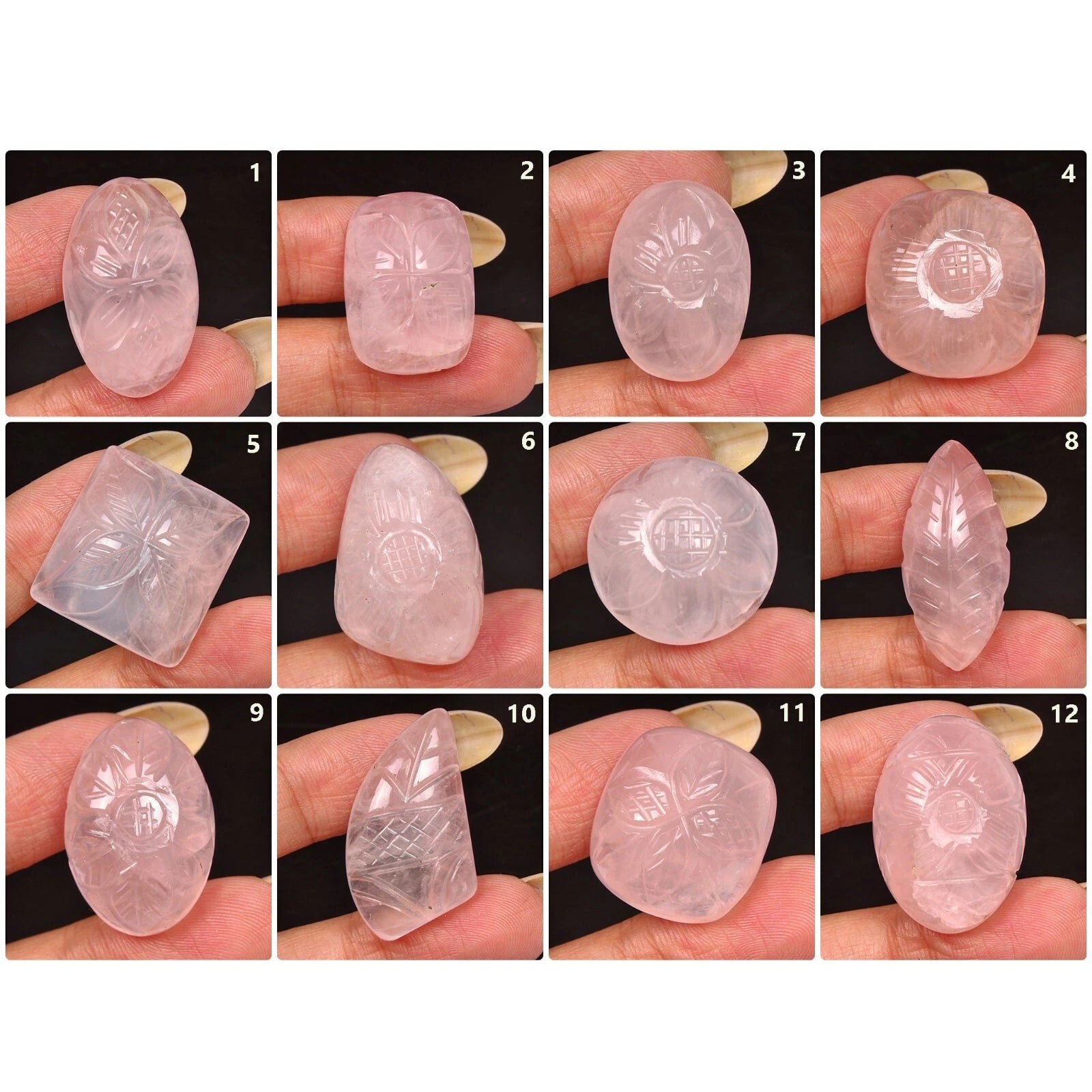 410 Ct Natural Untreated Pink Rose Quartz Beautiful Carving Loose Gemstones Lot