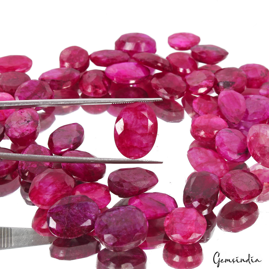 Beryl Lot, Loose Gemstone, Color Enhanced, Red — 43 Pieces, 11mm to 17mm, 300 Ct