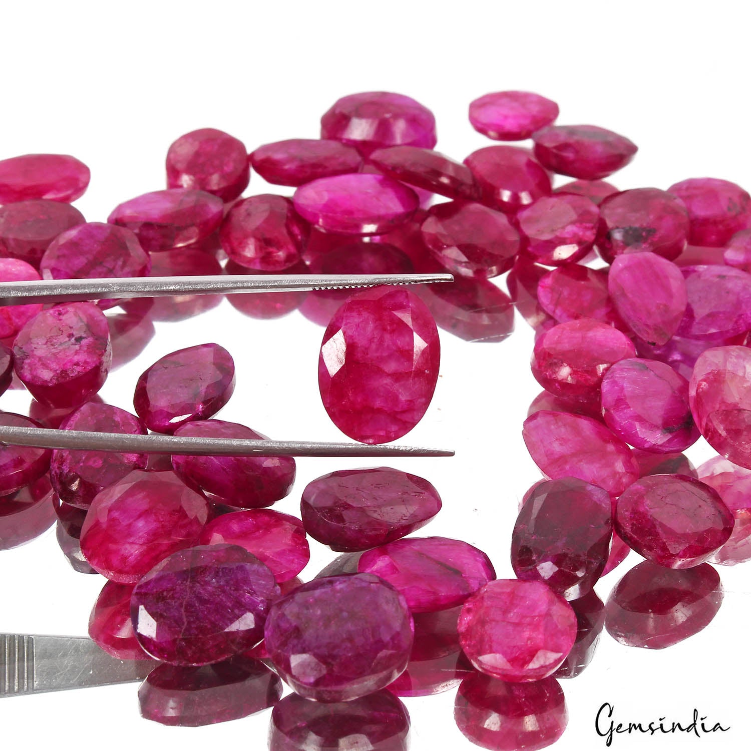 Beryl Lot, Loose Gemstone, Color Enhanced, Red — 43 Pieces, 11mm to 17mm, 300 Ct