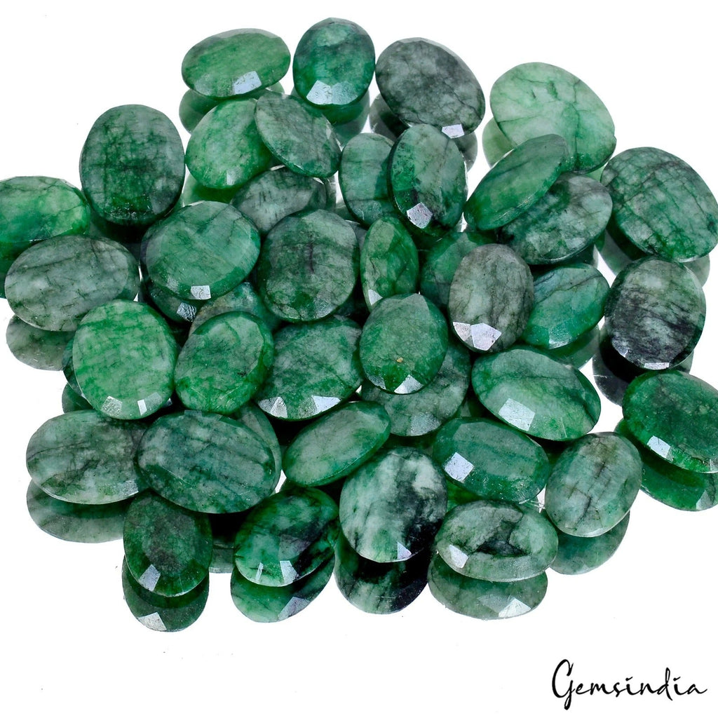 228.30 Cts/43 Pcs Natural Brazilian Green Emerald Oval Cut Loose 14-18mm Gem Lot