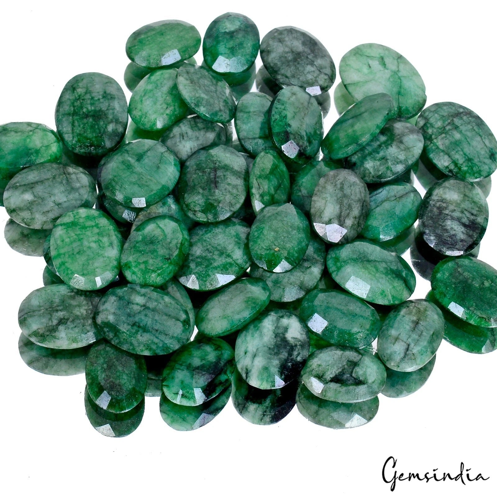 228.30 Cts/43 Pcs Natural Brazilian Green Emerald Oval Cut Loose 14-18mm Gem Lot