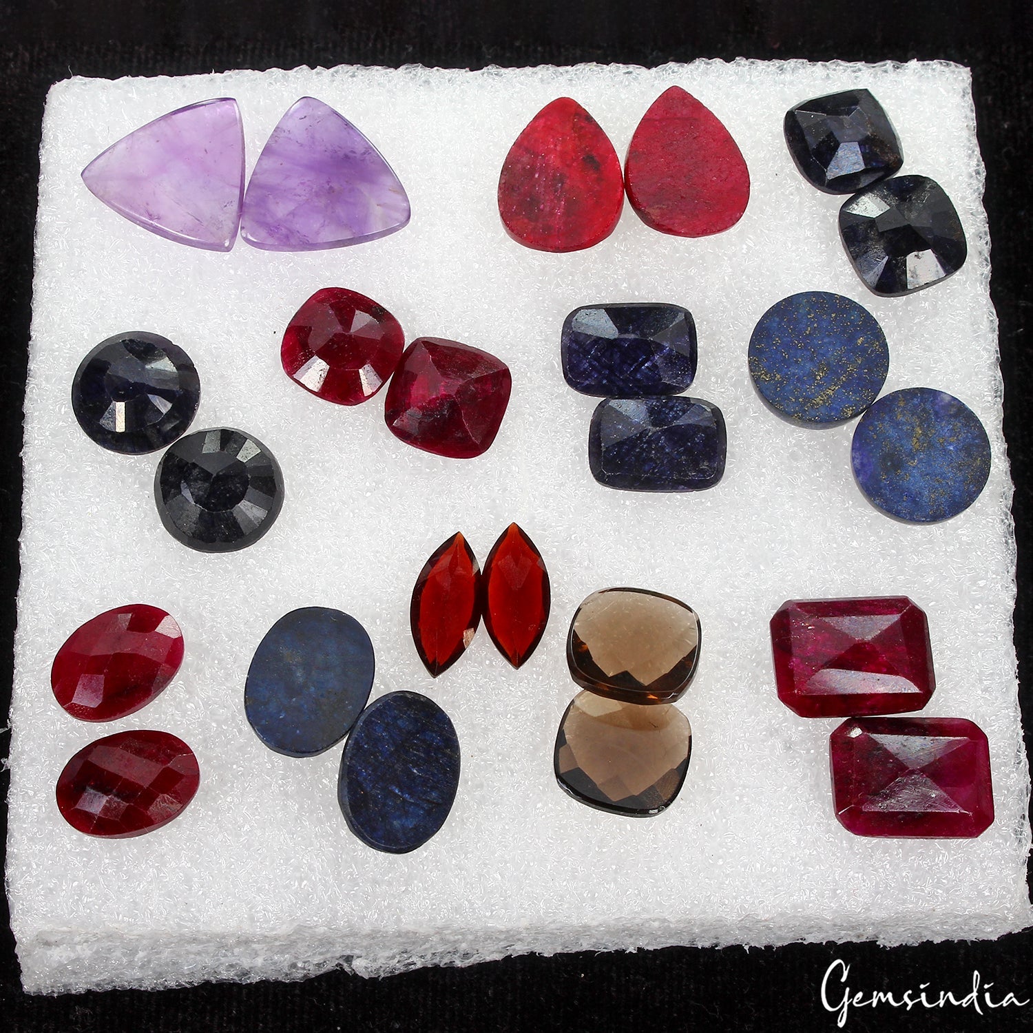 12 Pair Estate Genuine Multi Gems Loose Colorful Jewelry Stones Collection w/Box