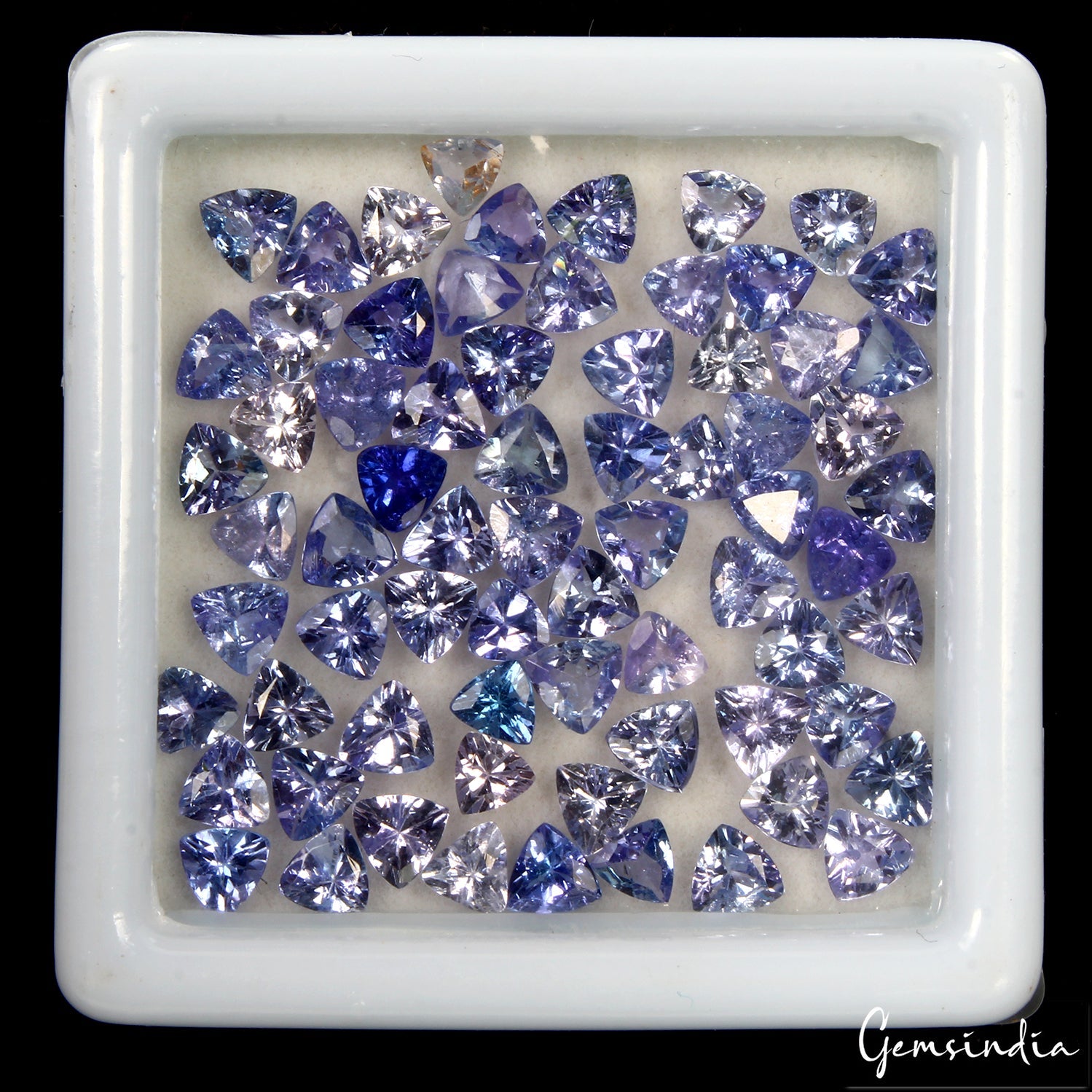 70 Pcs Natural Tanzanite 3-4mm Trillion Cut Dazzling Loose Wholesale Gemstones