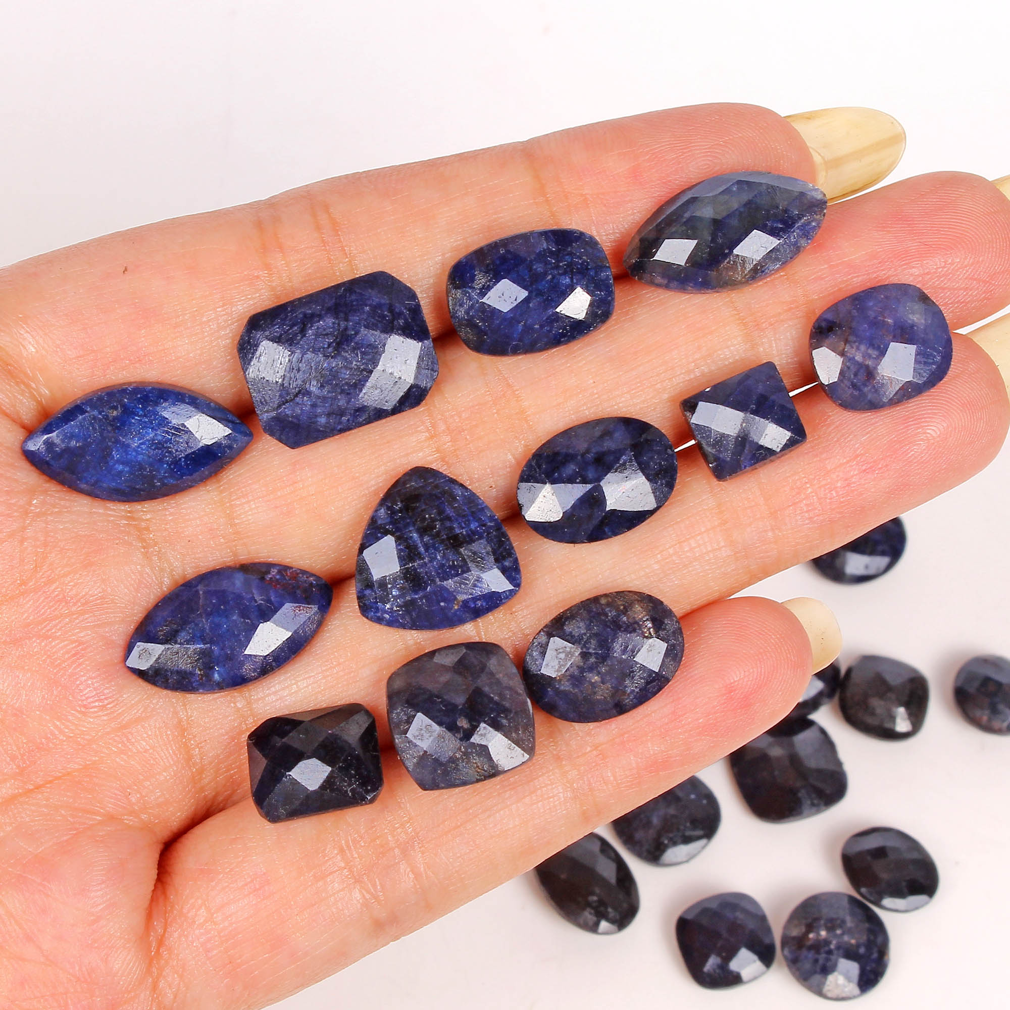 202.30 Cts/29 Pcs Natural Blue Sapphire Mix Checker Cut Loose Gems For Jewelry