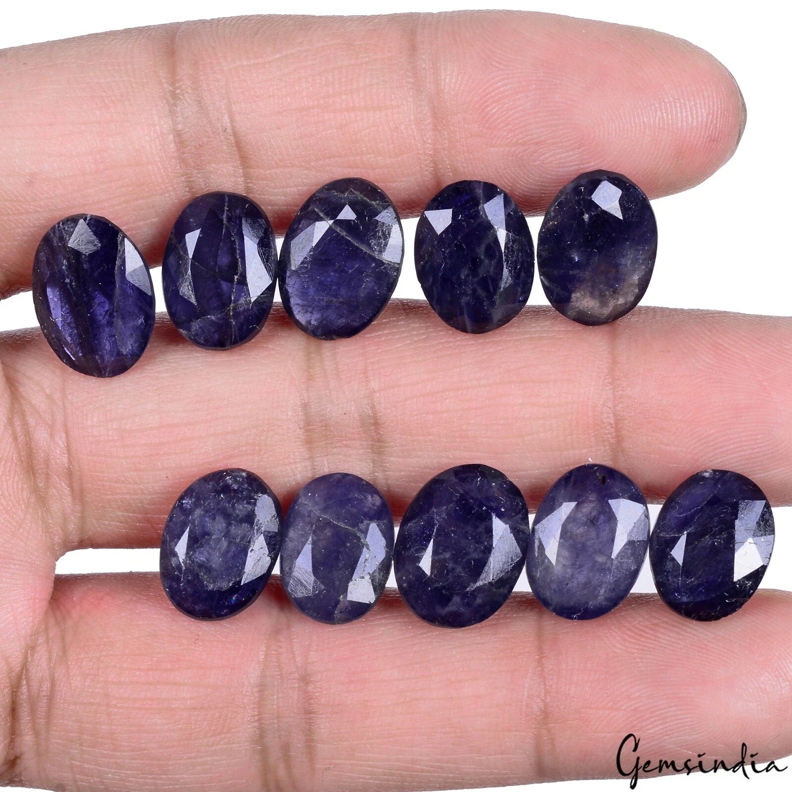 61.80 Cts/10 Pcs Natural Untreated Blue Iolite Oval Cut Loose Gems For Jewelry