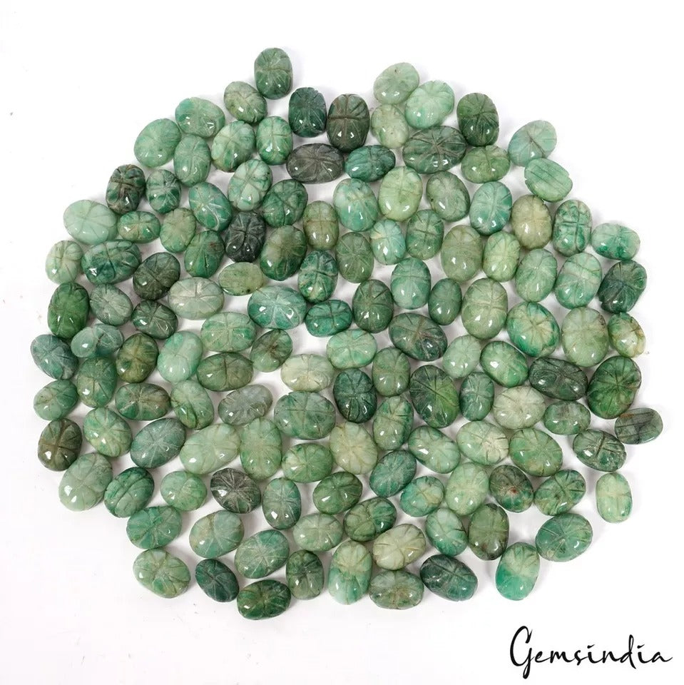 1500 Ct Natural Green Emerald Mix Cabochon Moghul Carving Loose Gemstones/132 Pc