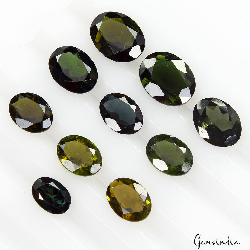 14.50 Ct Natural AAA Chrome Green Tourmaline 7-10mm Loose Oval Faceted Cut Gems