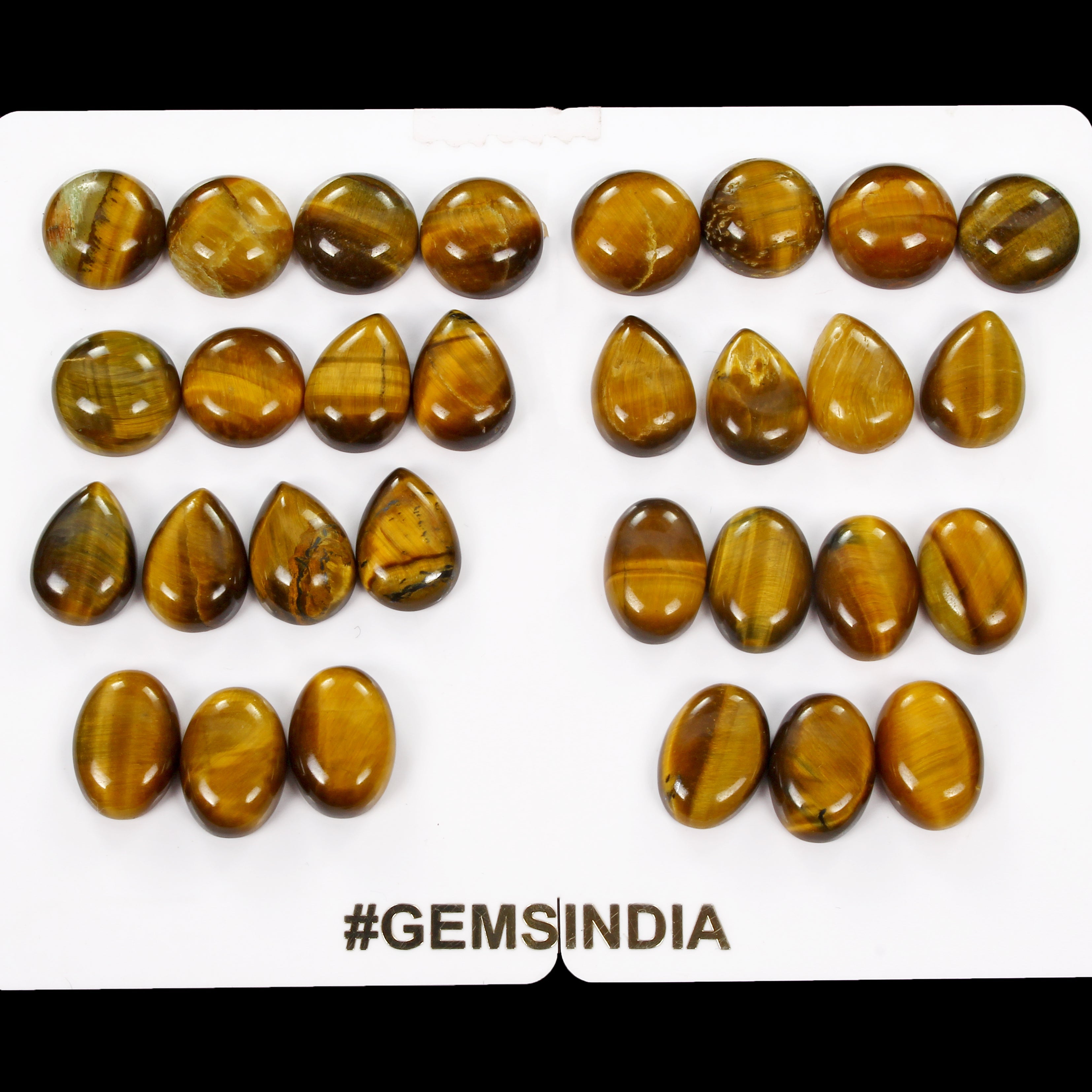 30 Pcs Natural Tiger Eye Mix Cabochon Shape Loose Gemstones for Jewelry~12-14mm