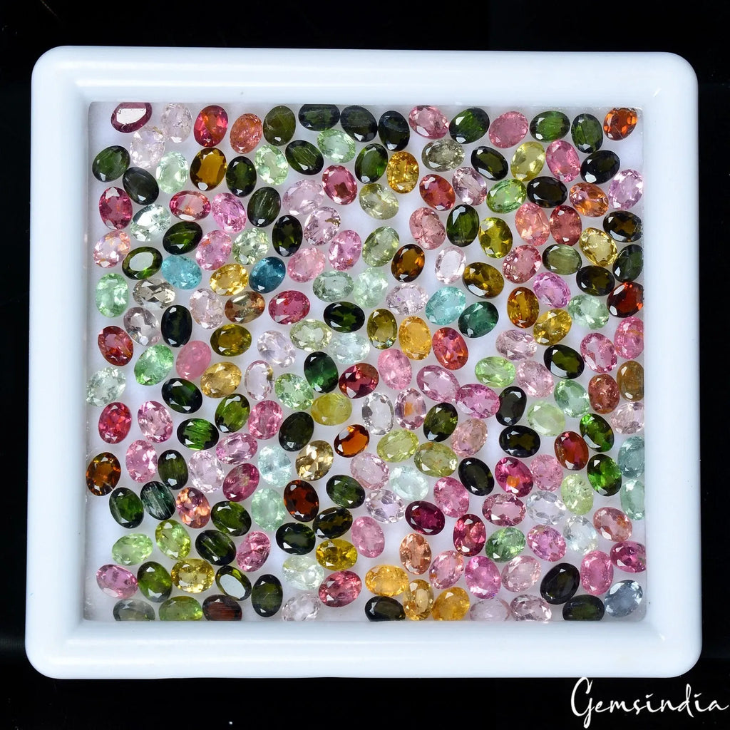 Tourmaline Lot, Loose Gemstone, Untreated, Multi Color — 250 Pieces, 4x3mm, 42.80 Ct, Mozambique