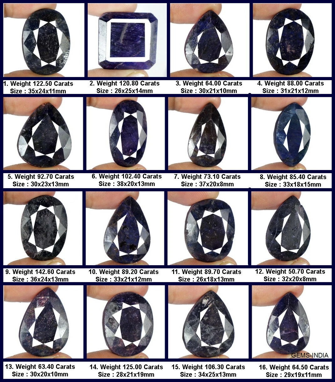 1480.30 Ct Natural Blue Sapphire Mix Faceted Loose Pendant Size 26-31mm Gemstone