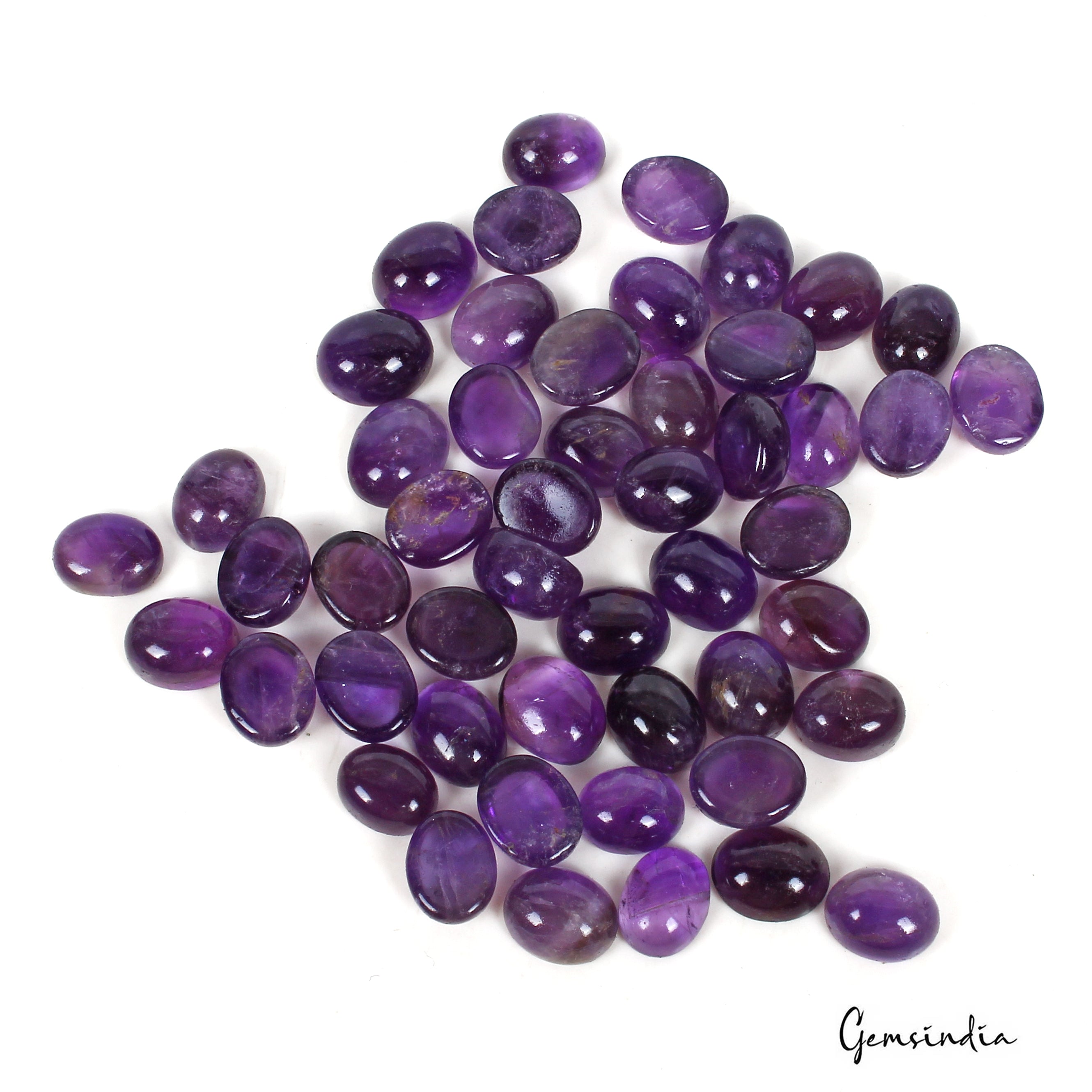 200 Cts/50 Pcs Natural Untreated Dark Purple Amethyst Oval Cab Loose Gems Lot