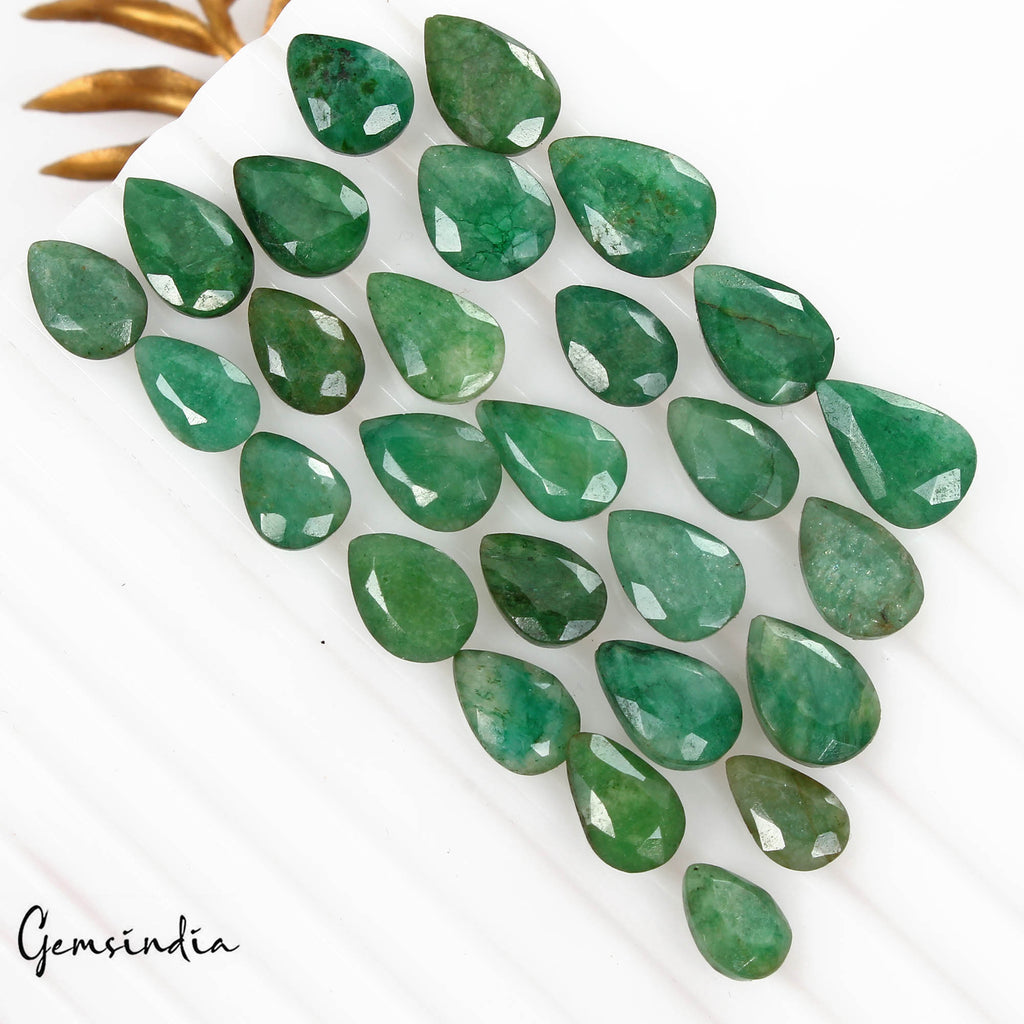 Emerald Lot, Loose Gemstone, Color Enhanced, Green — 27 Pieces, 10mm to 15mm, 100 Ct, Brazil