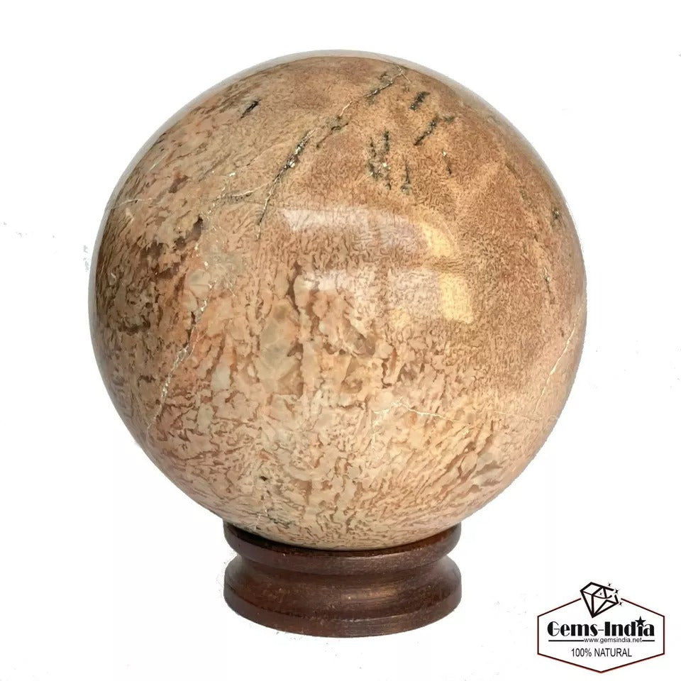 Moonstone Sphere, Peach — 3.1" in diameter, 550 Kg (2750 Ct)