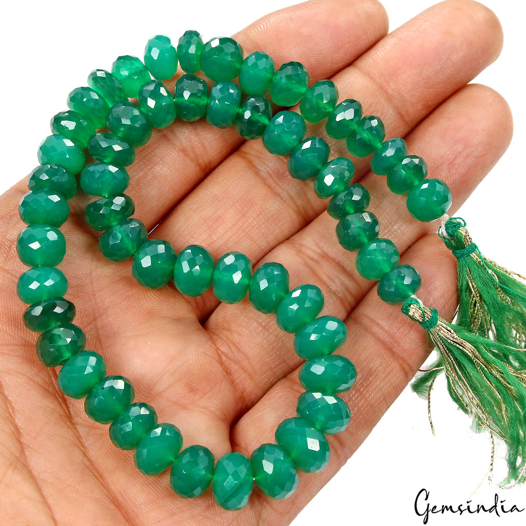 Onyx Beaded Strand, Untreated, Green — 7mm, 186.60 Ct, Madagascar
