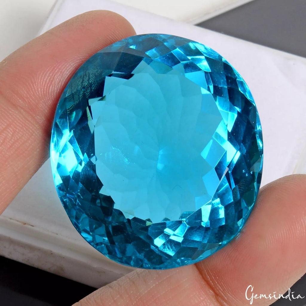188.70 Ct Hydro Beautiful Blue Topaz Oval Faceted Flawless Loose Gem For Pendant
