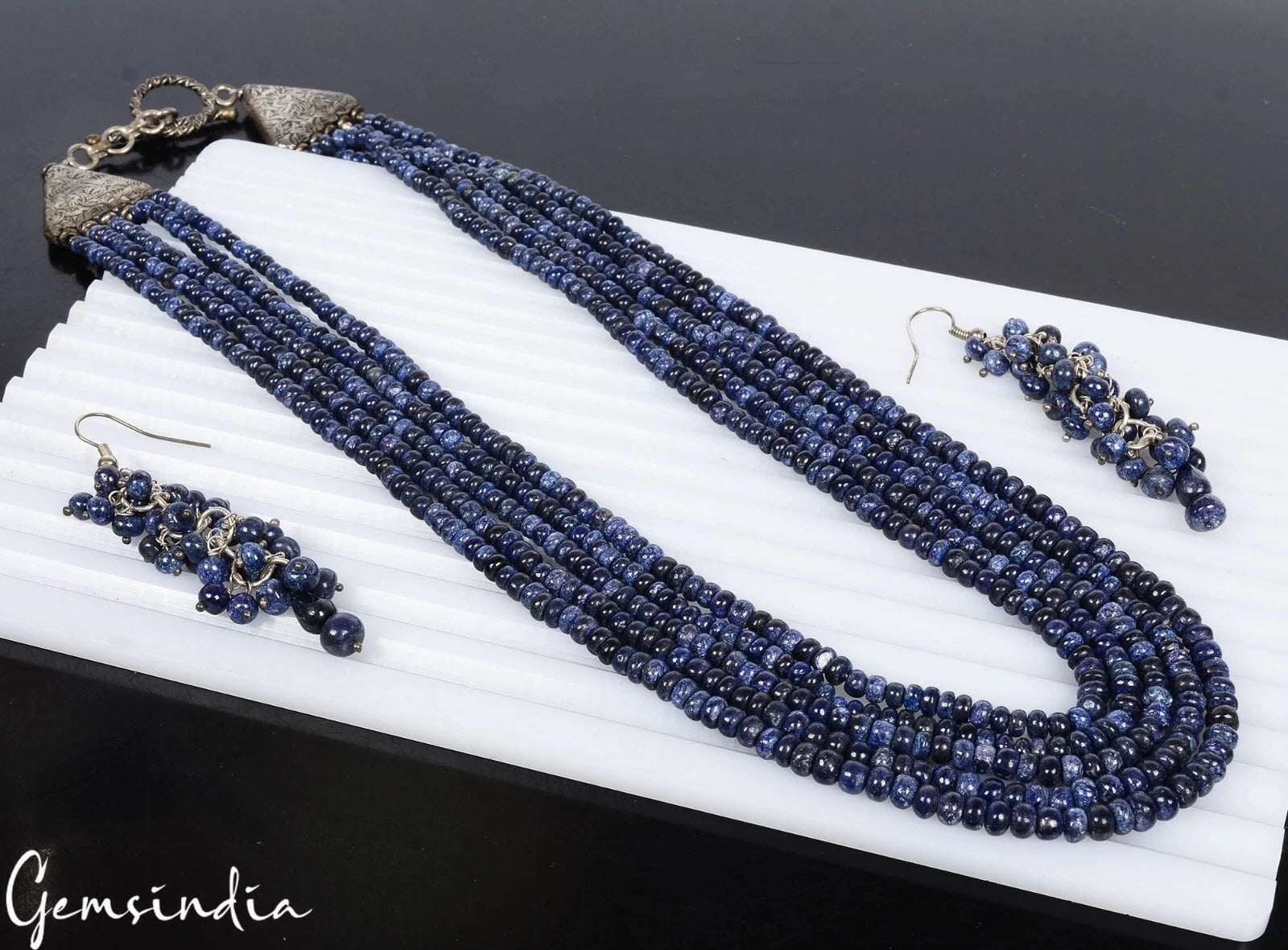 Blue Sapphire Necklace, Color Enhanced — 3mm to 5mm, 560 Ct