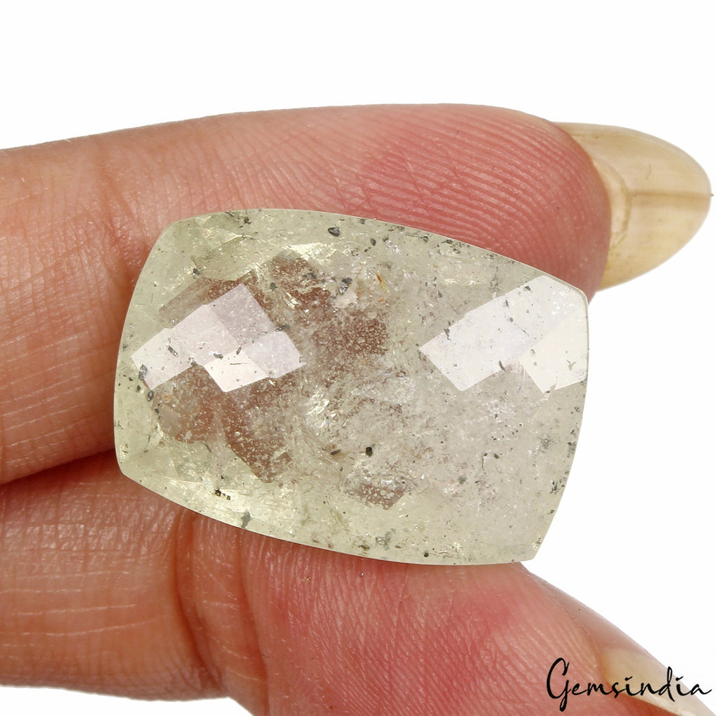 20.90Ct Natural Green Aquamarine Cushion Checker Cut Huge Loose Gemstone, Brazil