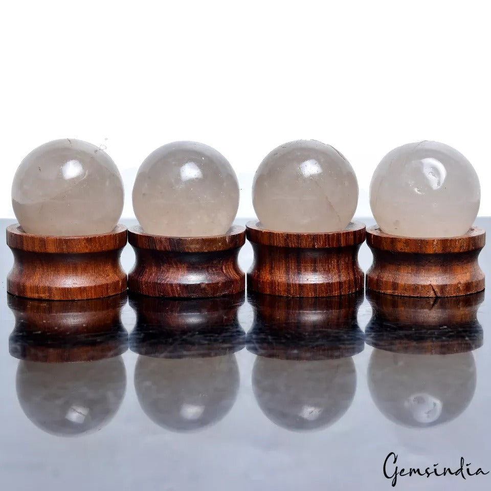 Quartz Sphere, Untreated — 4 Pieces, 23mm to 24mm, 420 Ct